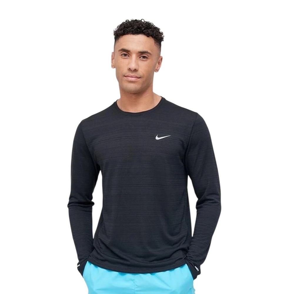 Nike Dri-Fit Running‎ Long Sleeve Shirt Men's Black Athletic Performance Top